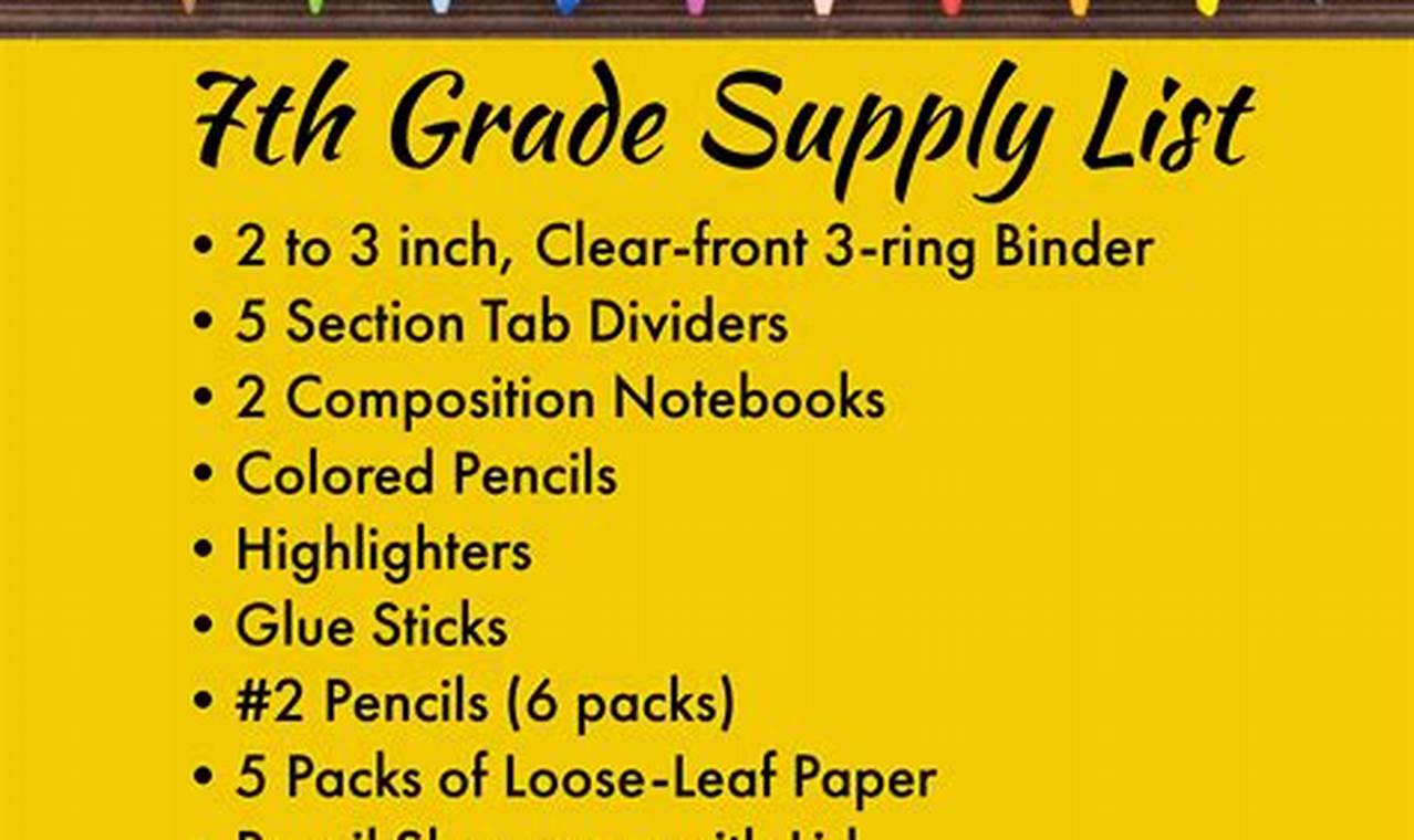 7th Grade School Supply List 2024-24
