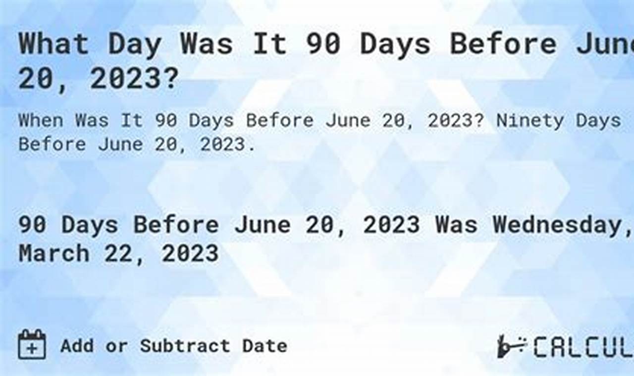 90 Days Before June 3 2024