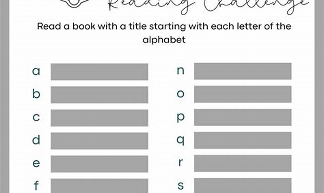 A To Z Reading Challenge 2024 Template