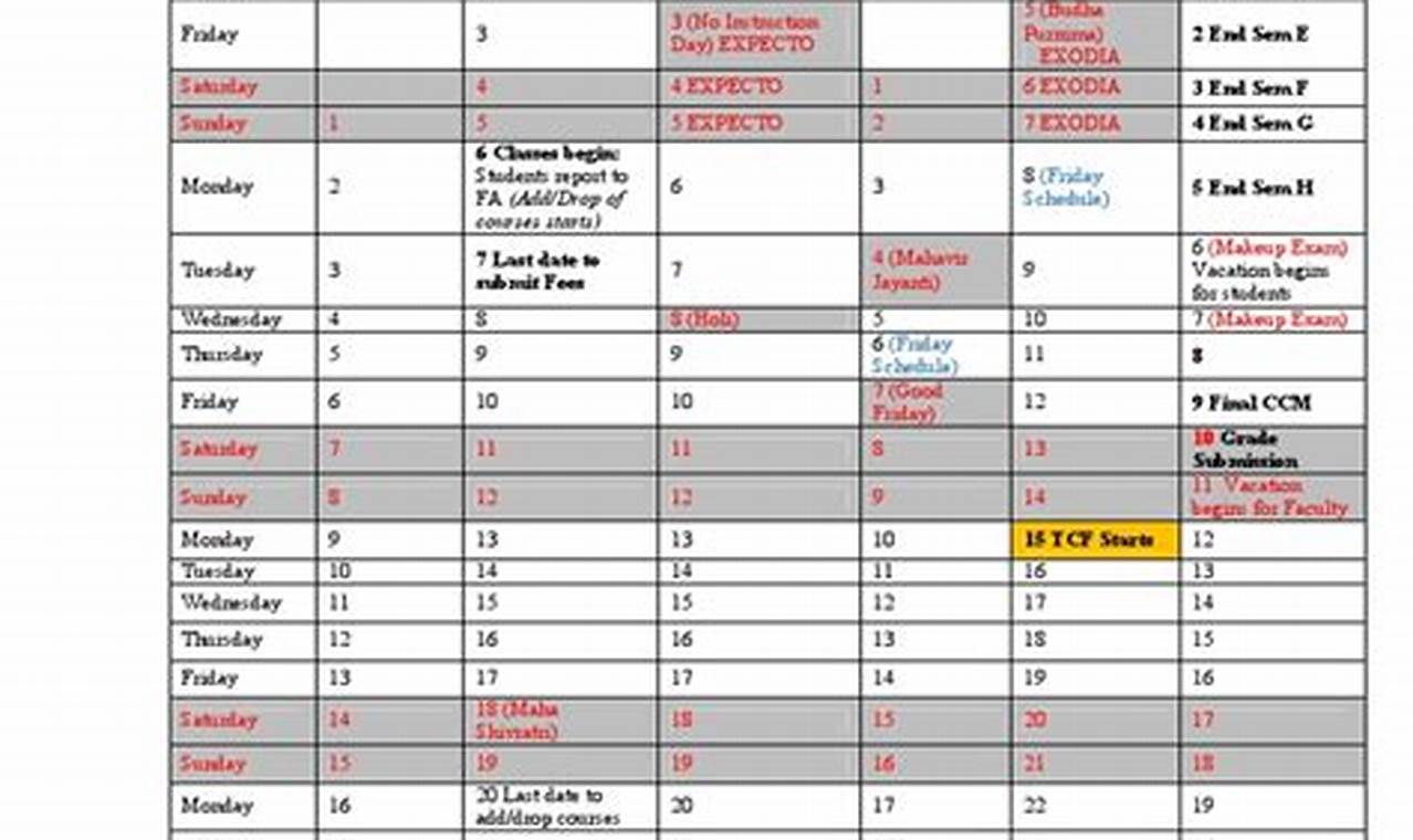 Academic Calendar 2024-23 Iit Mandi