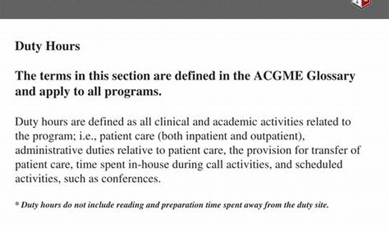 Acgme Duty Hour Rules 2024