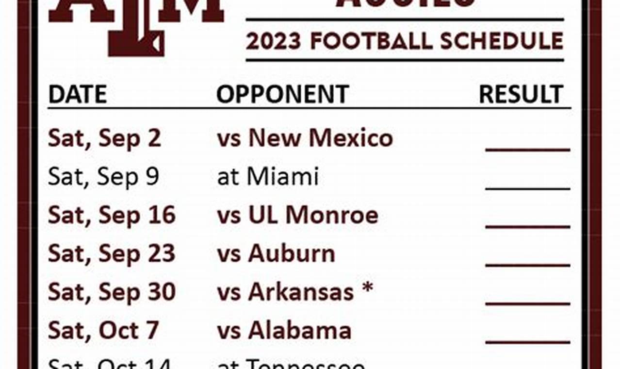 Aggie Football Schedule 2024 Printable