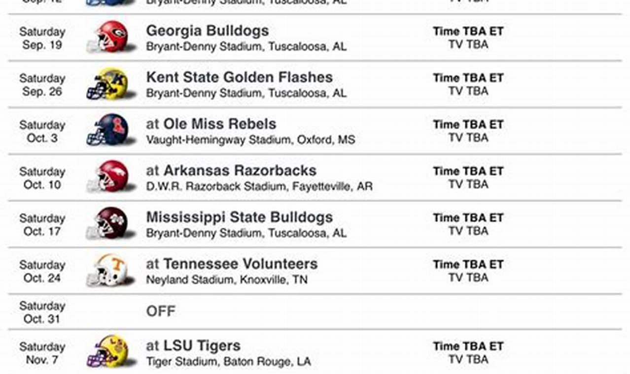 Alabama Football Tv Schedule 2024