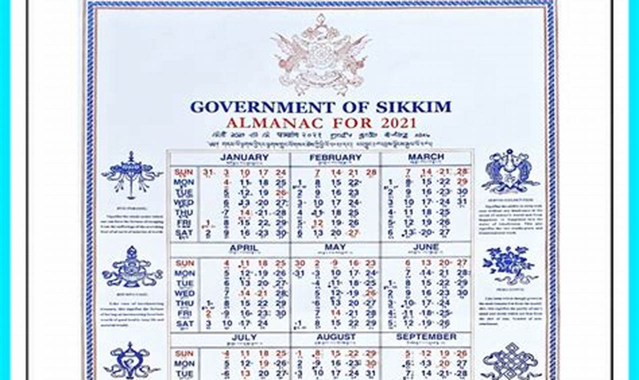 Almanac Calendar 2024 Sikkim
