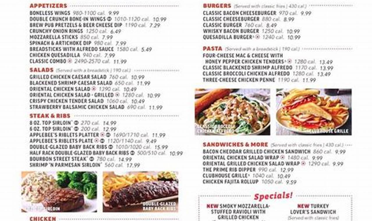 Applebees Menu With Prices 2024 Usa Printable