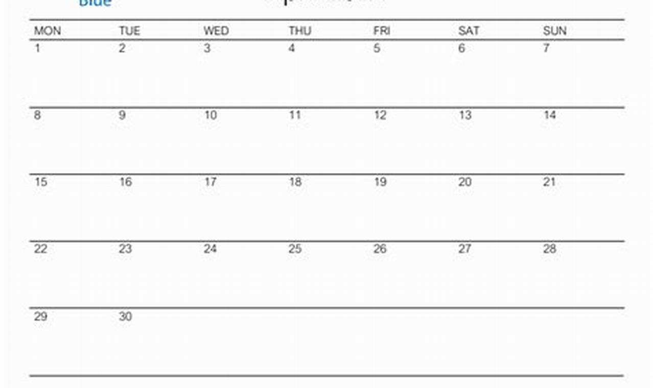 April 2024 Calendar Starting Monday Bluestone