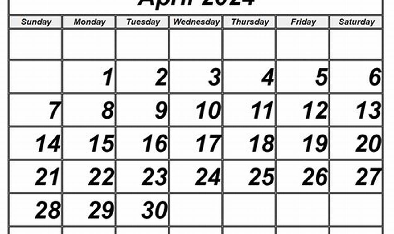 April 2024 Calendar United Statesman