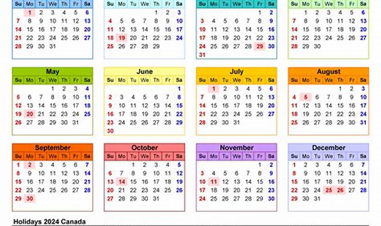 April 2024 Stat Holidays Canada