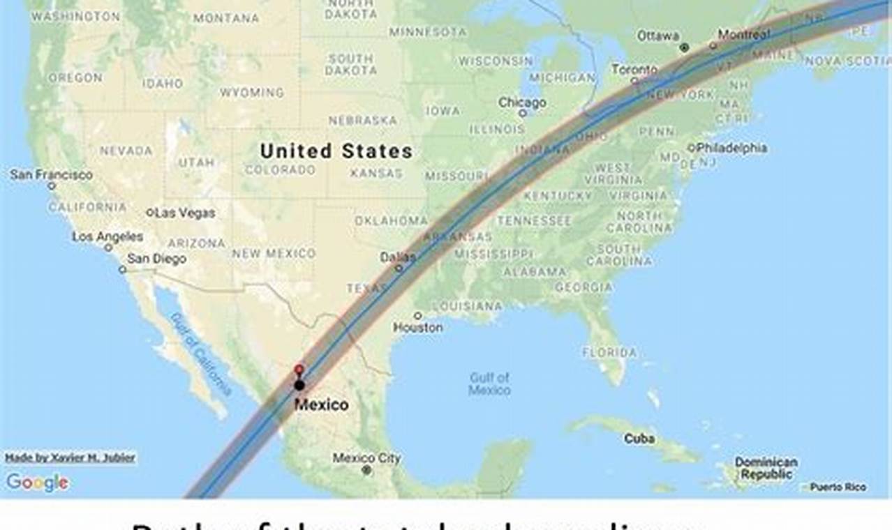 April 8 2024 Eclipse Path Of Totality In The