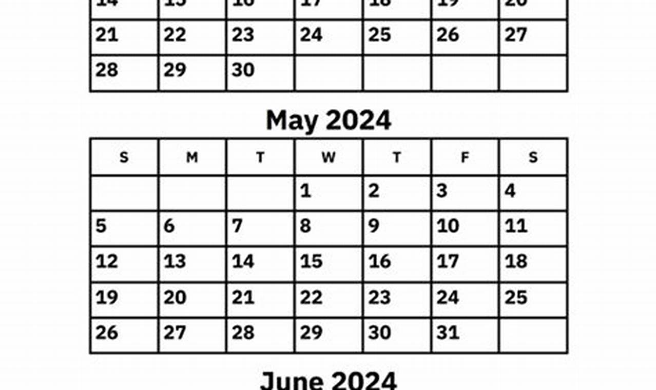 April May And June 2024 Calendar Printable