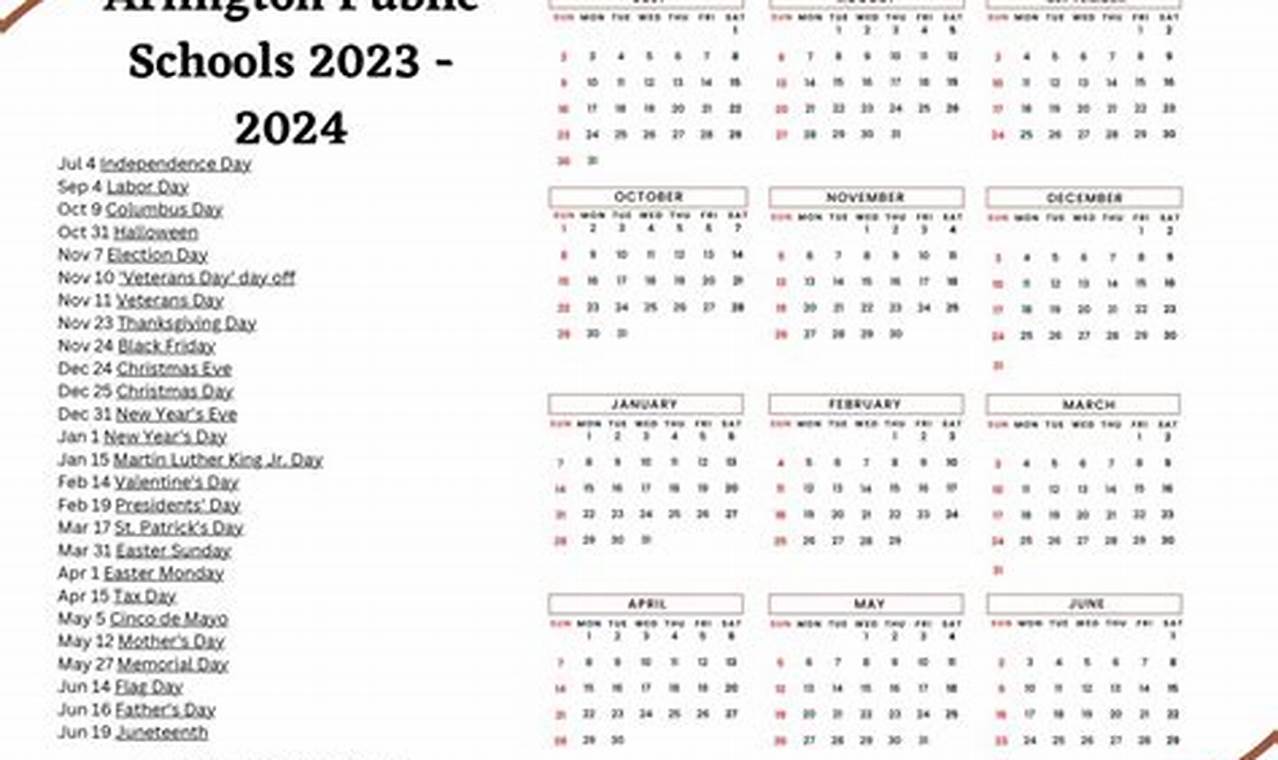 Arlington 2024-24 School Calendar