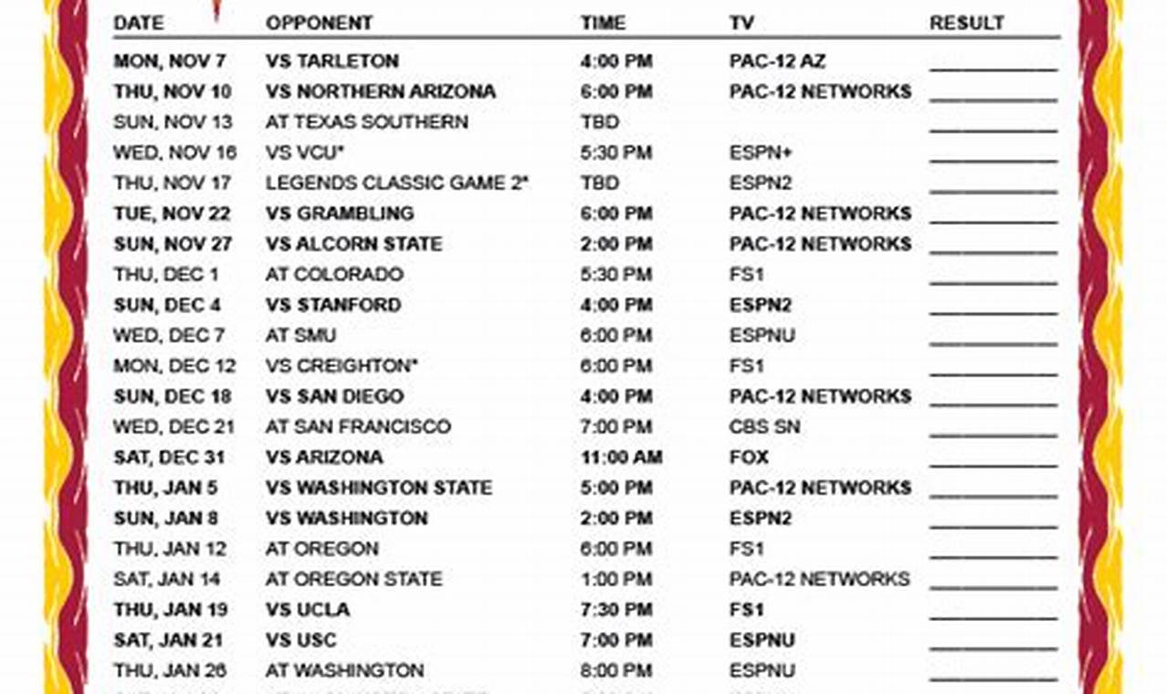 Asu Basketball Schedule 2024 22