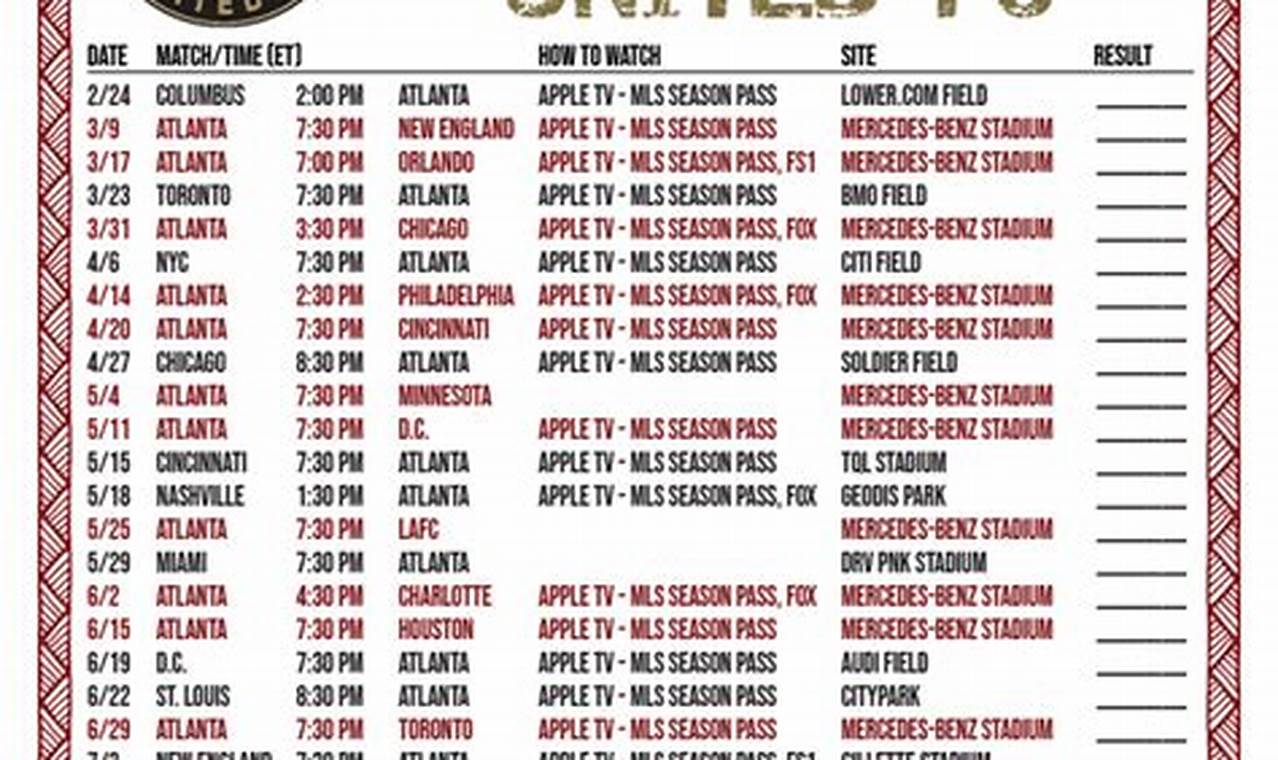 Atlanta United 2024 Schedule