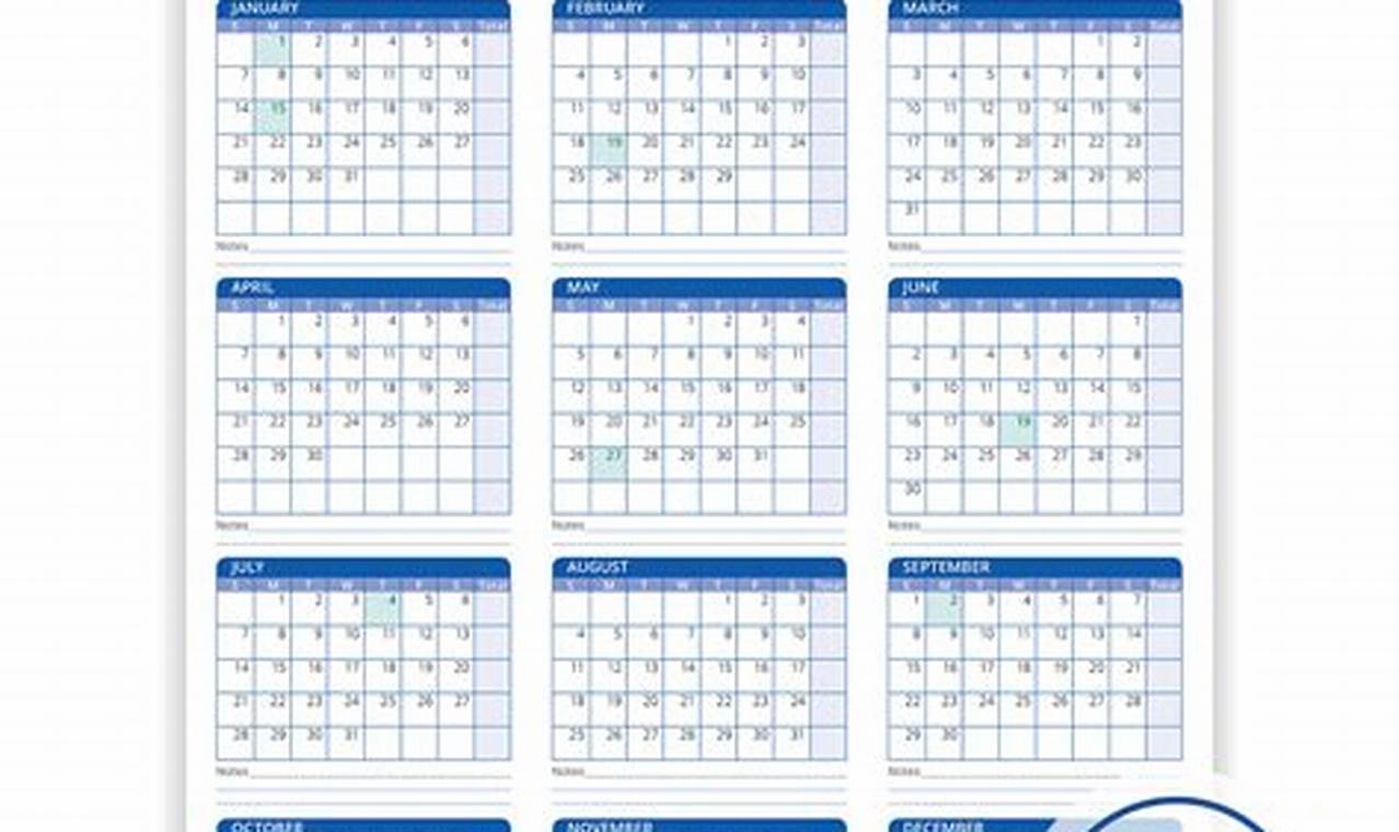 Attendance Calendars For 2024 Printable