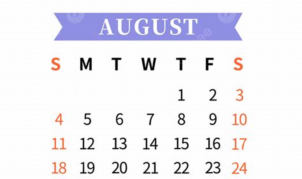 August 2024 Calendar Clipart