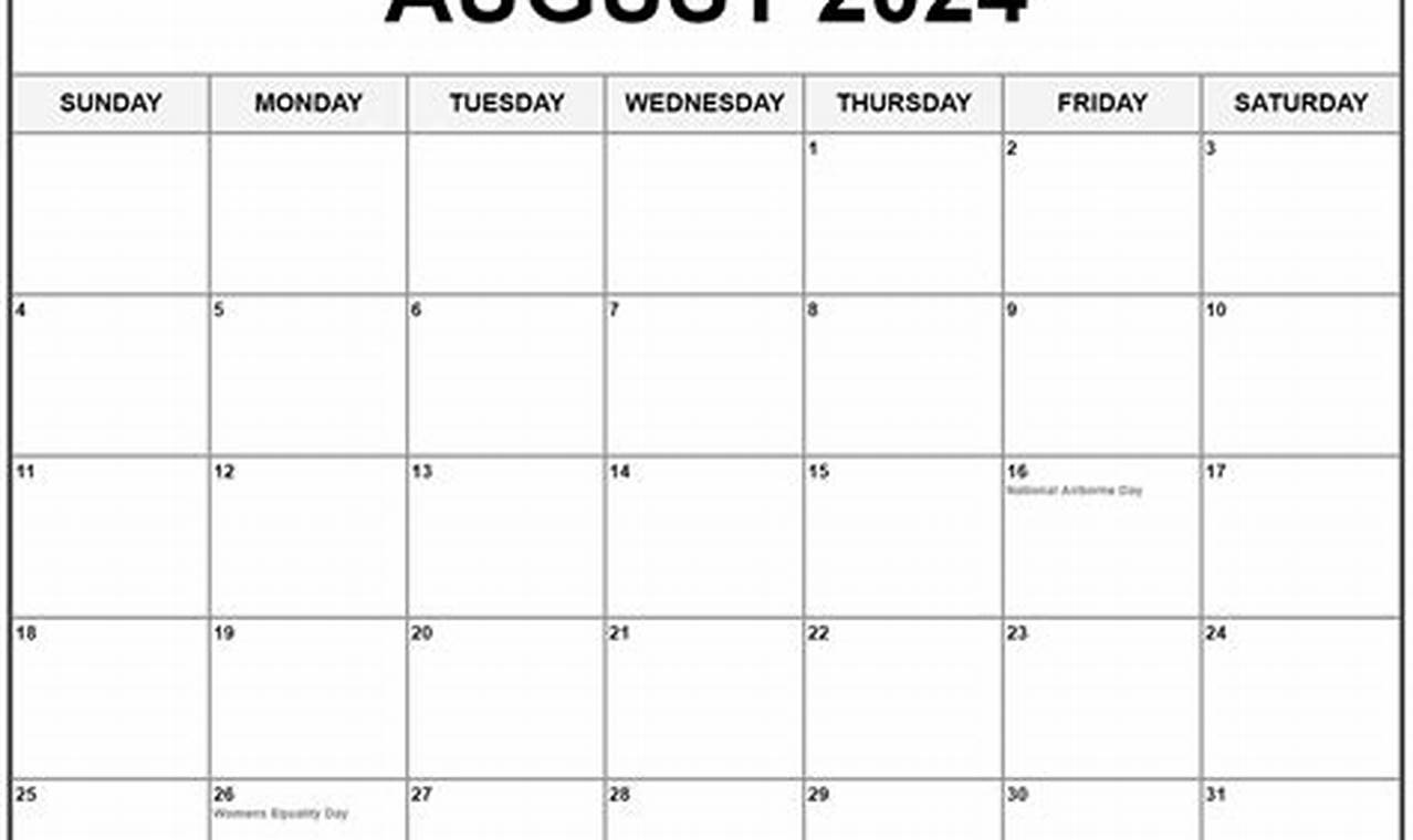 August Holidays 2024