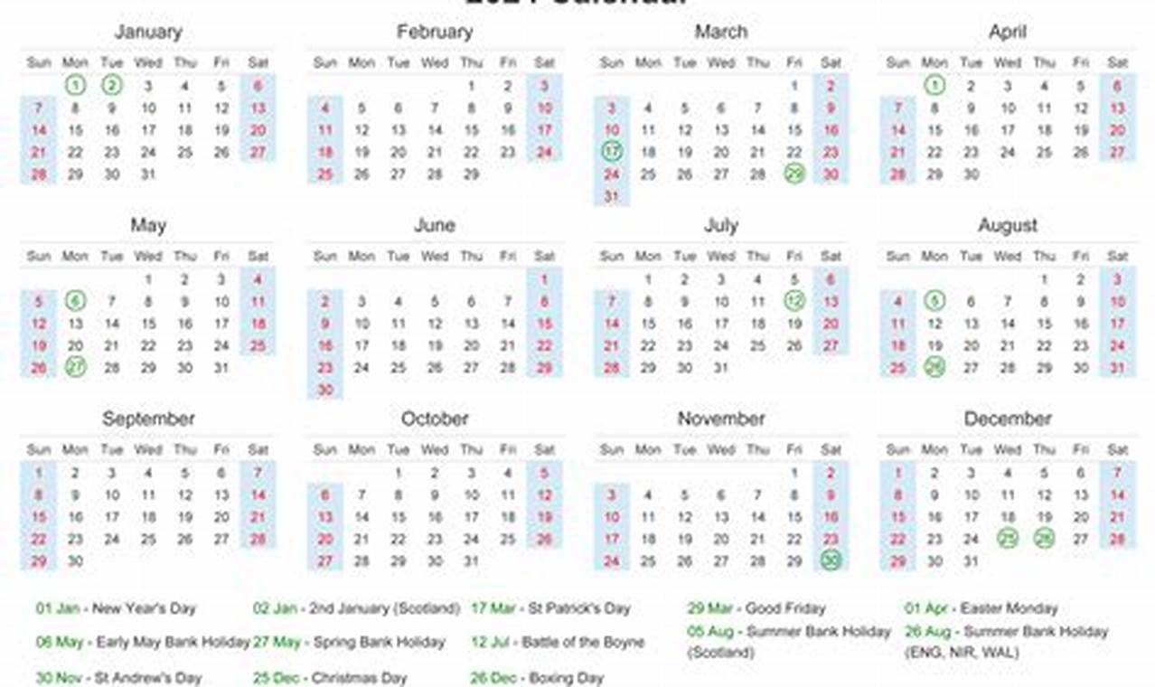 Bank Holidays 2024 Calendar Viewtrip