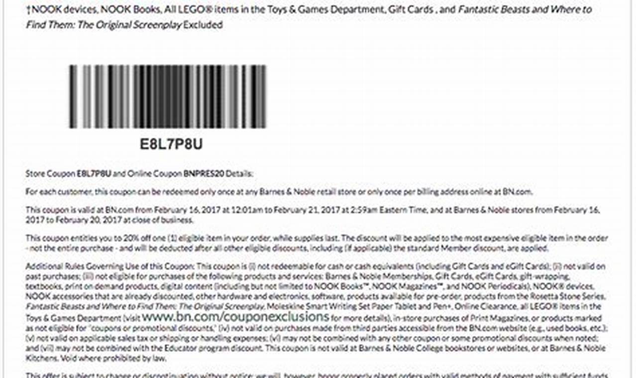 Barnes And Noble Coupon Code 2024
