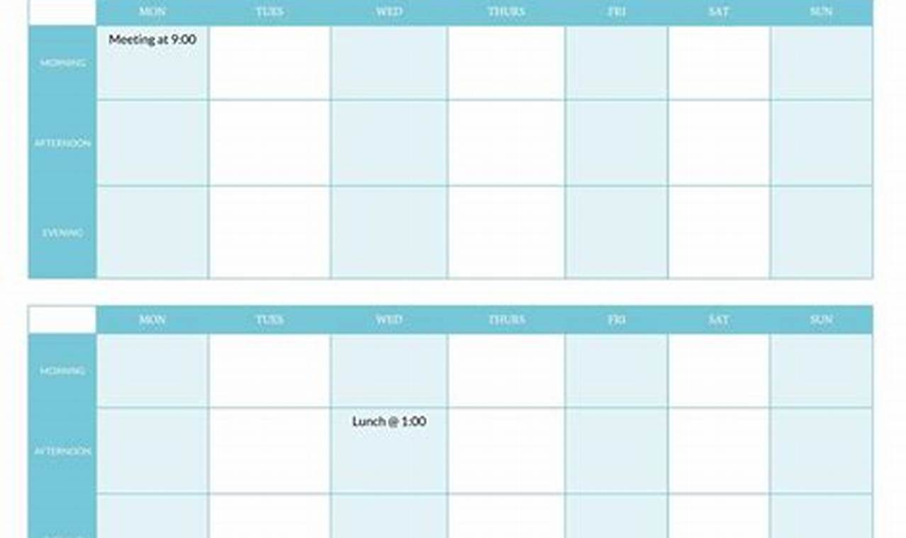 Bi Weekly Calendar Template