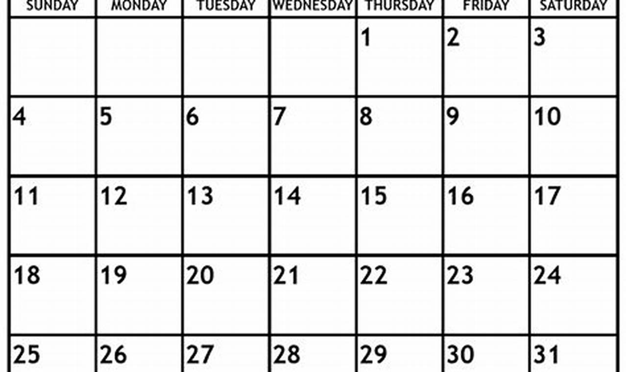 Blank Calendar 2024 August