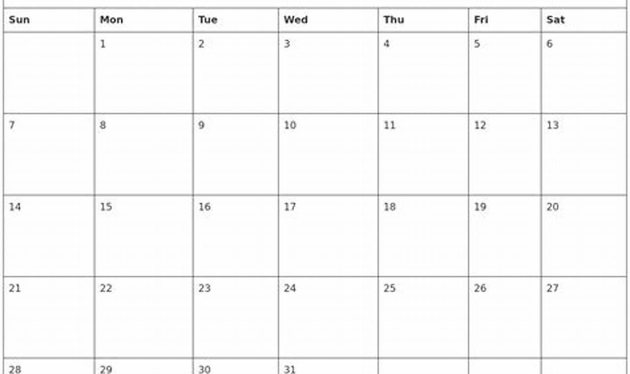 Blank Calendar 2024 January To December