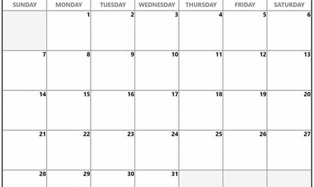 Blank Calendar 2024 Printable