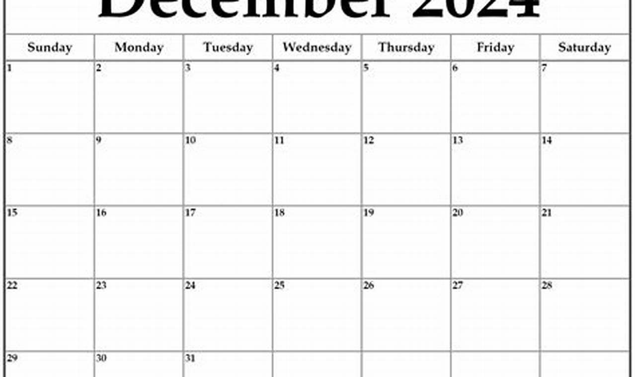 Blank Calendar December 2024