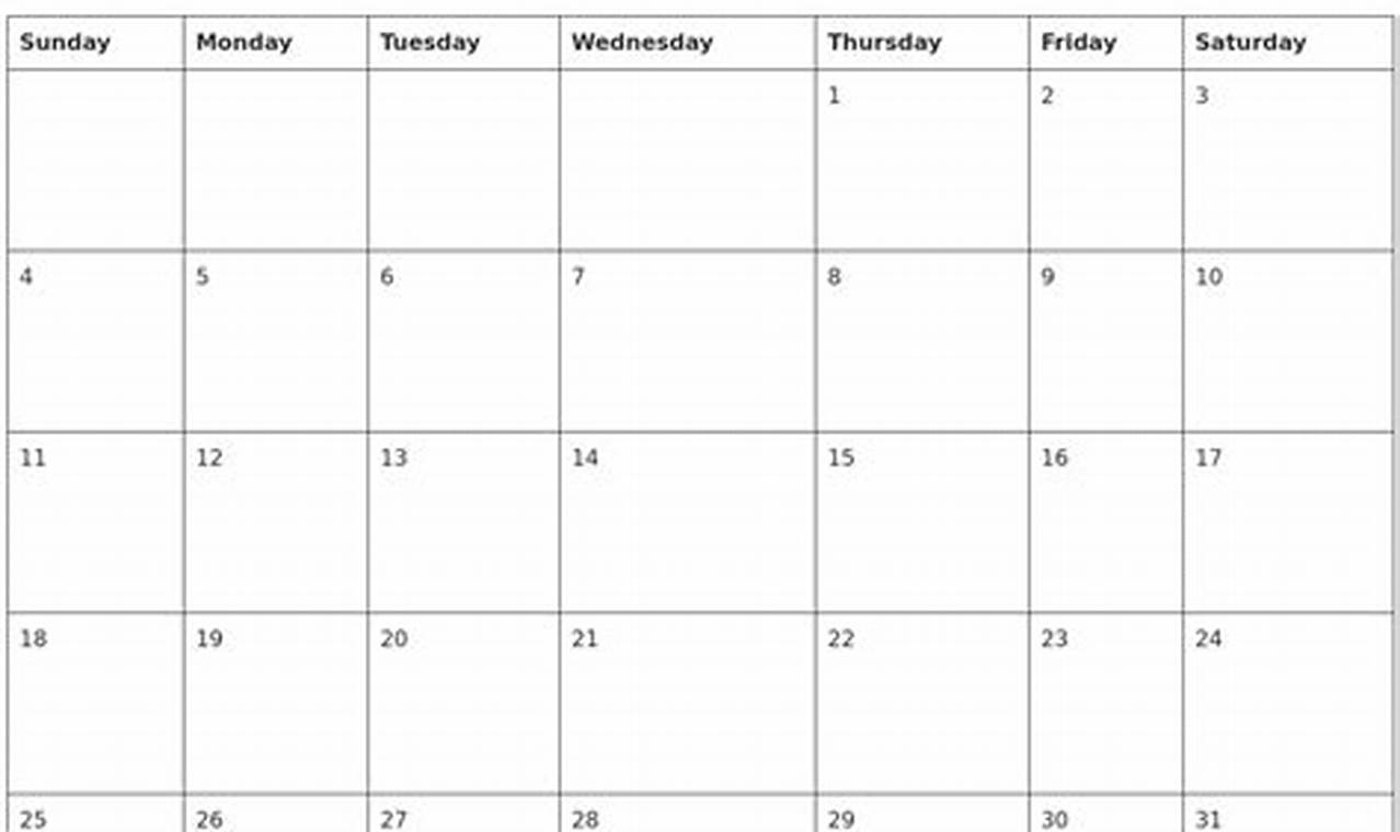 Blank Calendar Template 2024 August