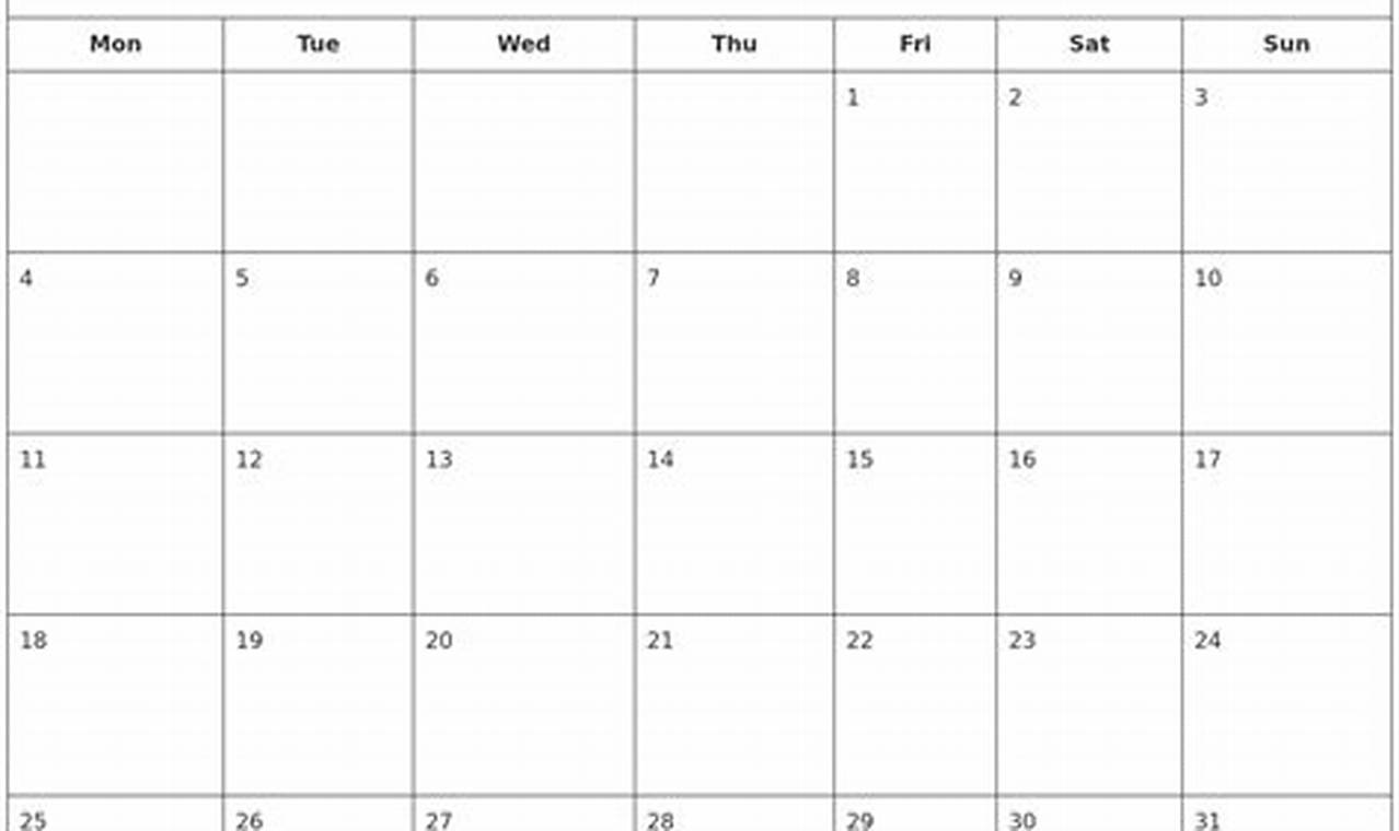 Blank Calendar Template March 2024 2024