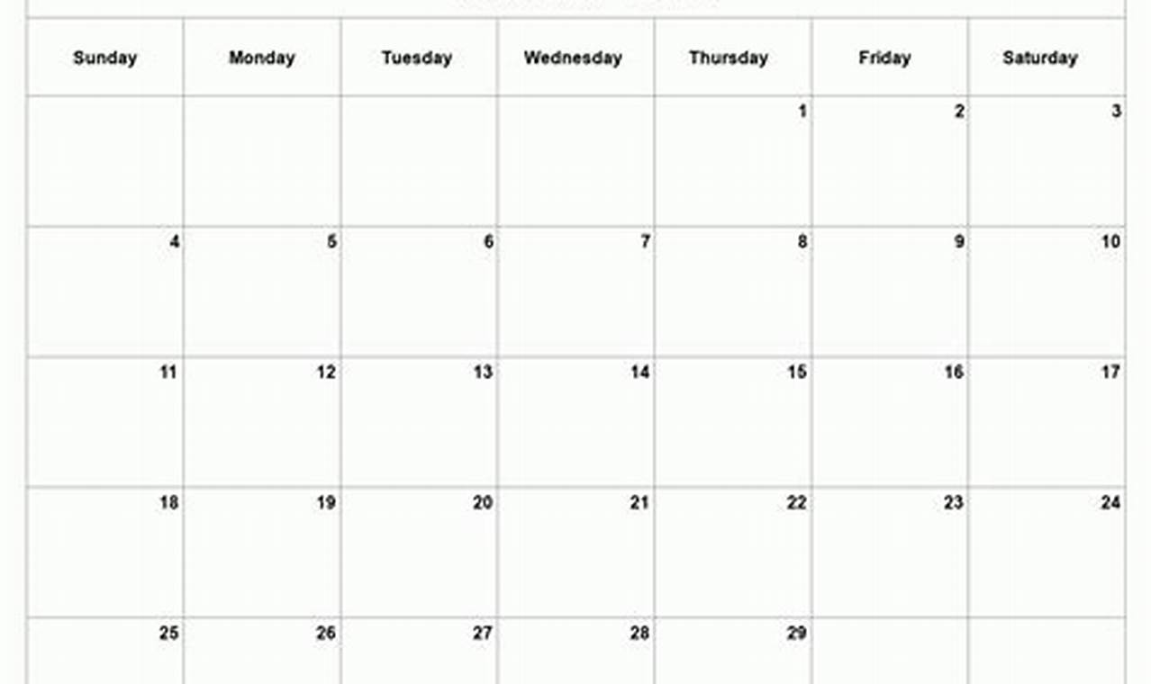 Blank February 2024 Calendar To Print