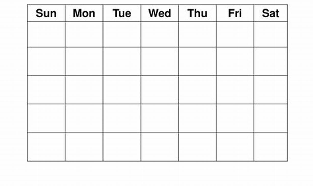 Blank Four Week Calendar