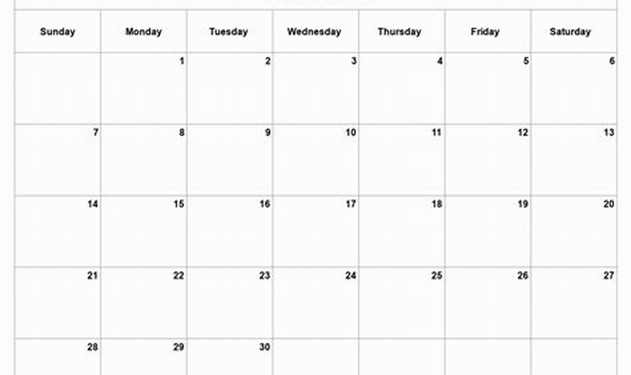 Blank Monthly Calendar Printable April 2024