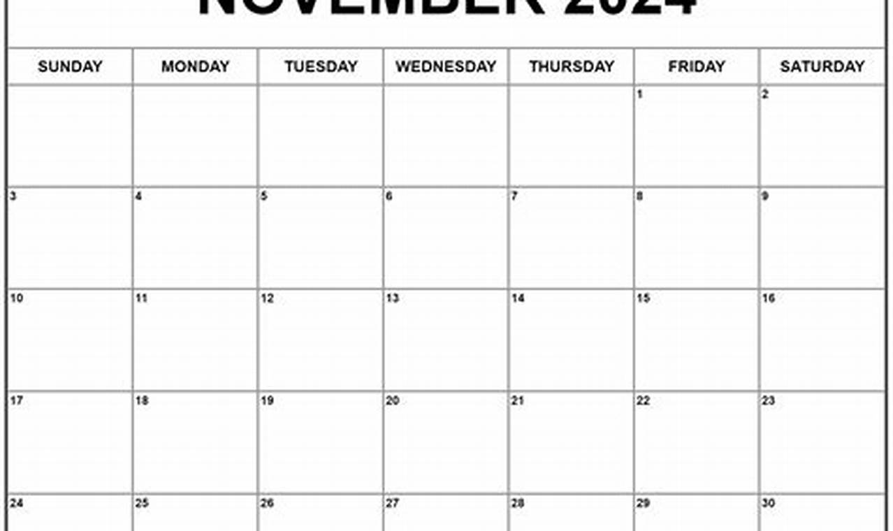 Blank November 2024 Calendar Printable