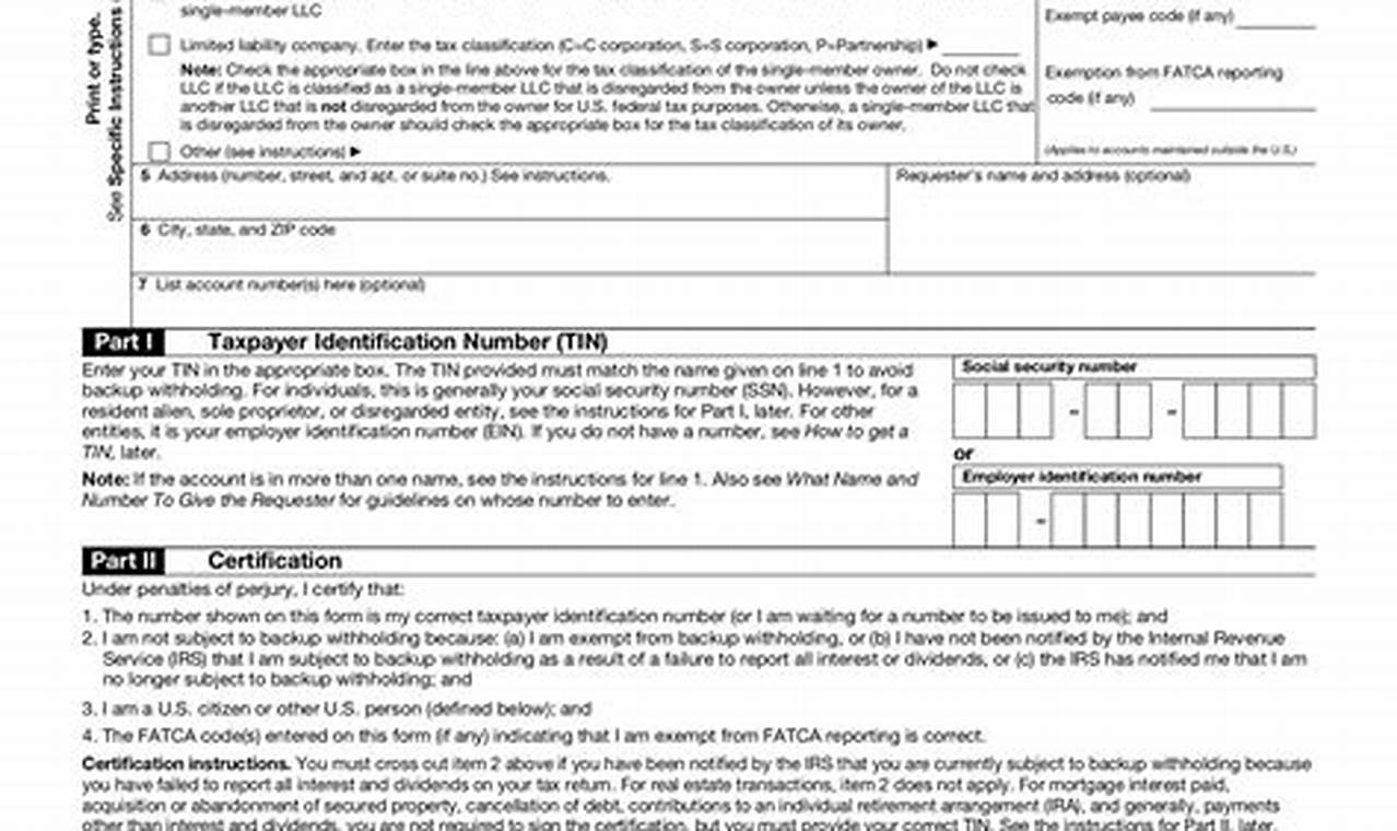 Blank W 9 Form 2024 Printable Irs