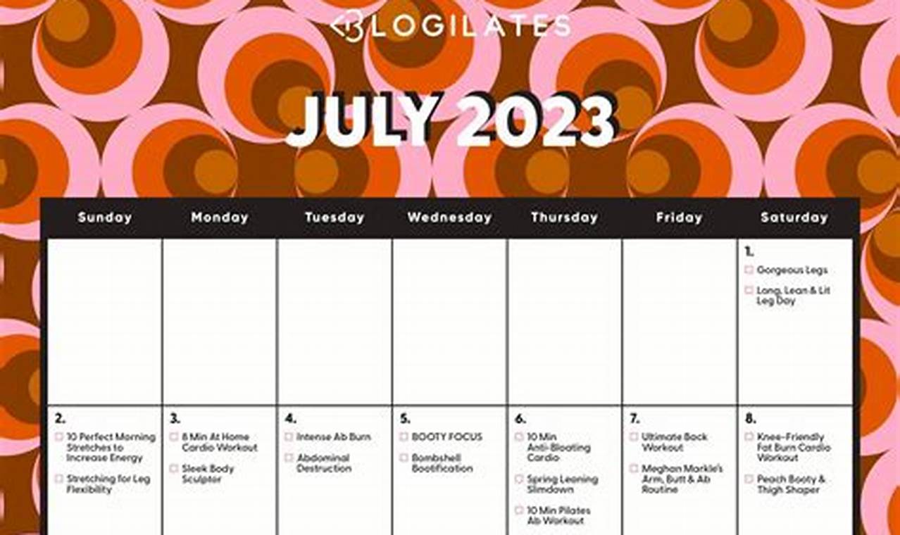 Blogilates July 2024 Calendar 2024