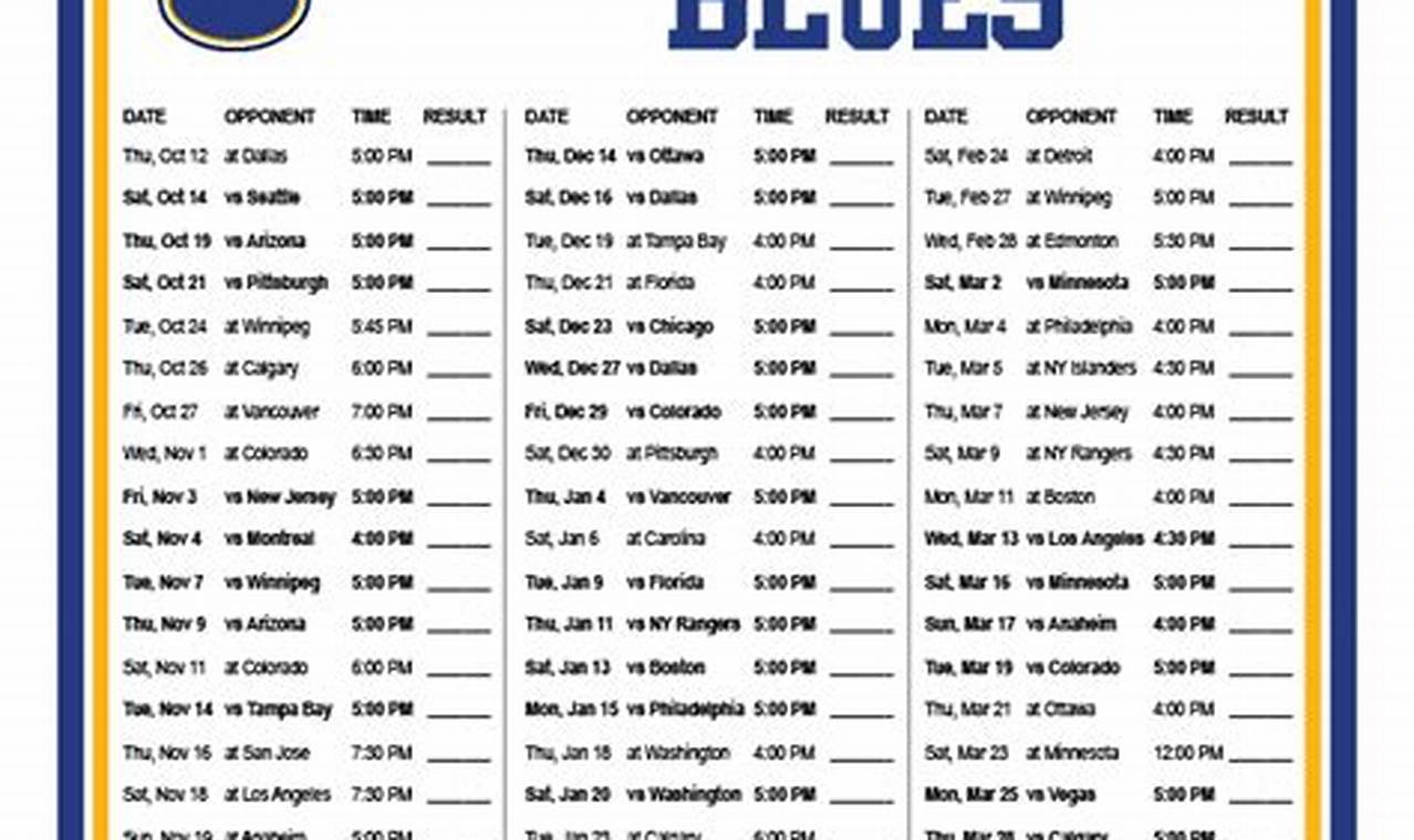 Blues 2024 Schedule