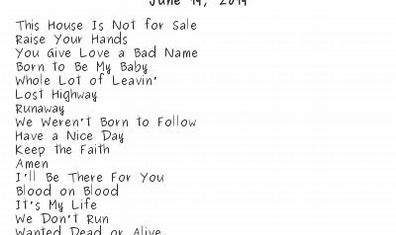 Bon Jovi Setlist 2024