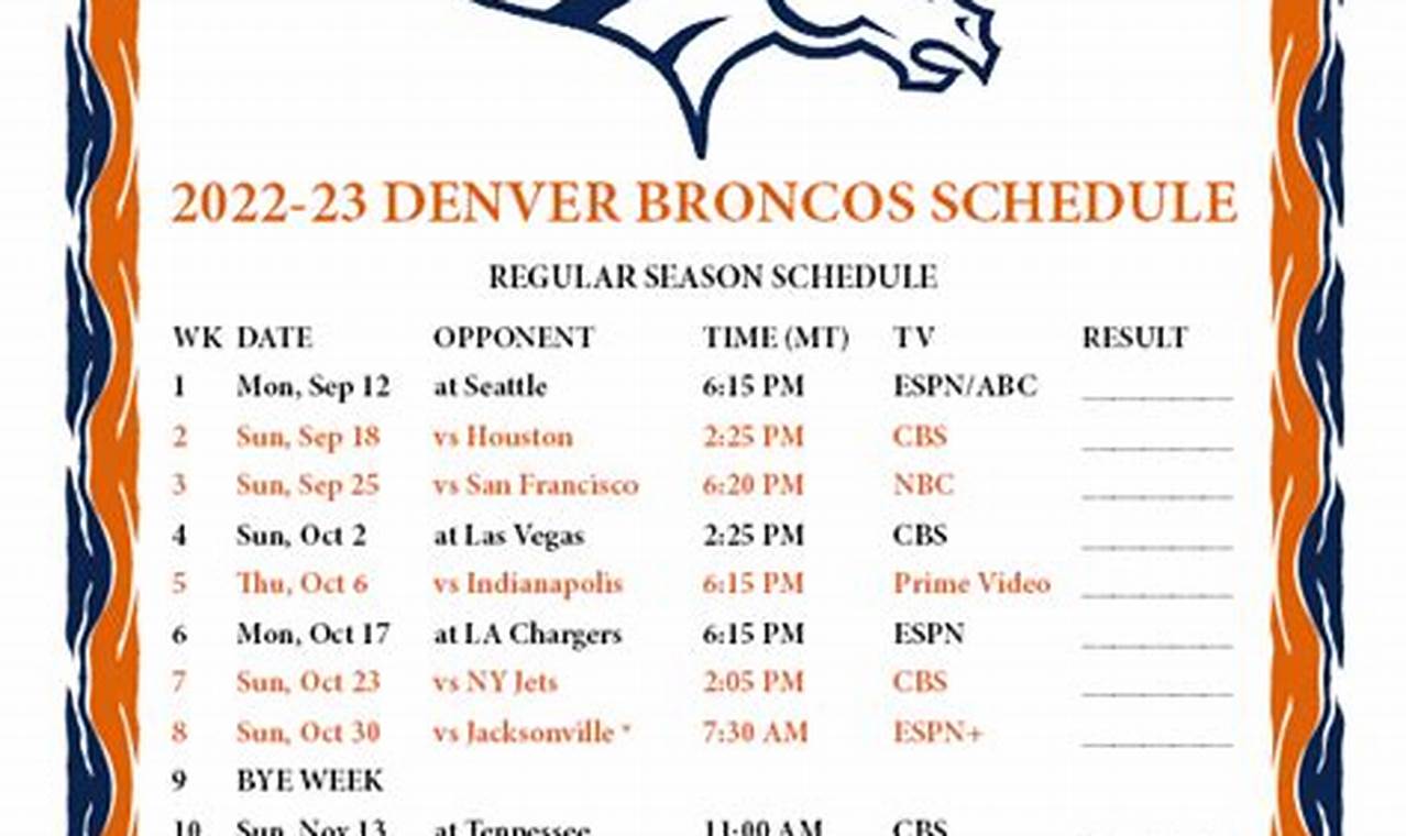 Broncos Printable 2024 2024 Schedule Iii