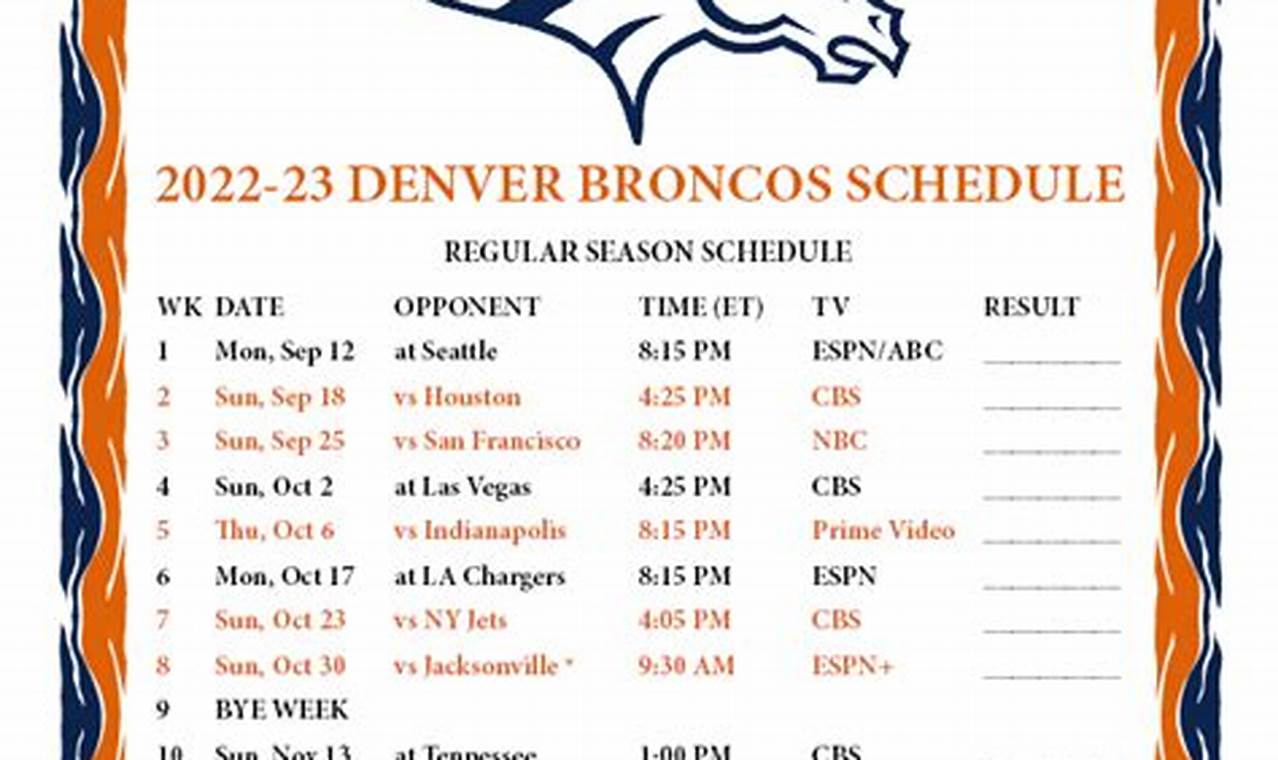 Broncos Printable 2024 2024 Schedule Wiki