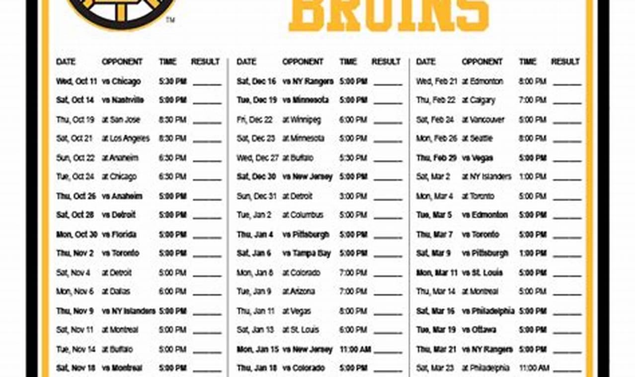Bruins 2024-23 Scheduler