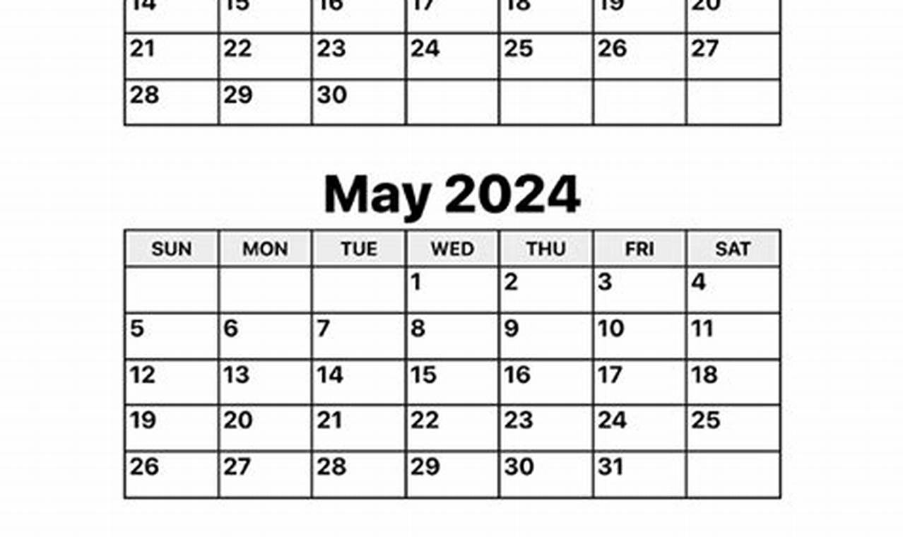 Calendar 2024 April May June