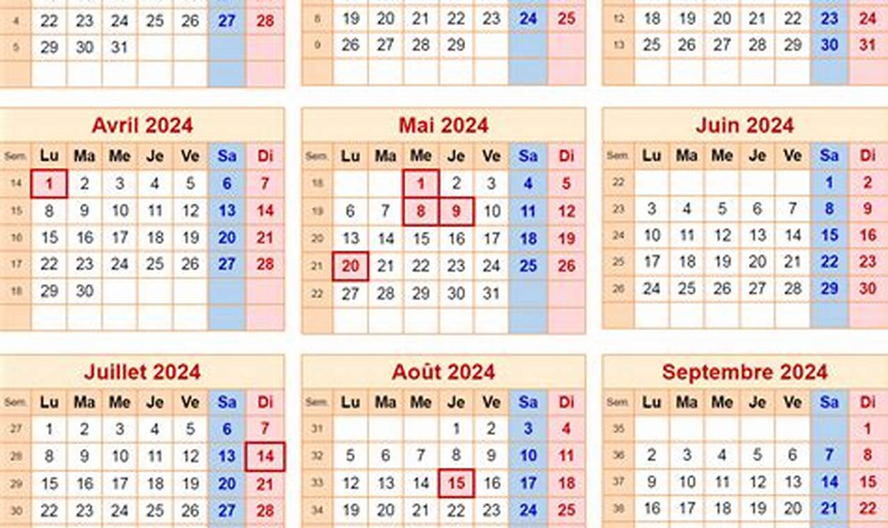 Calendar 2024 France