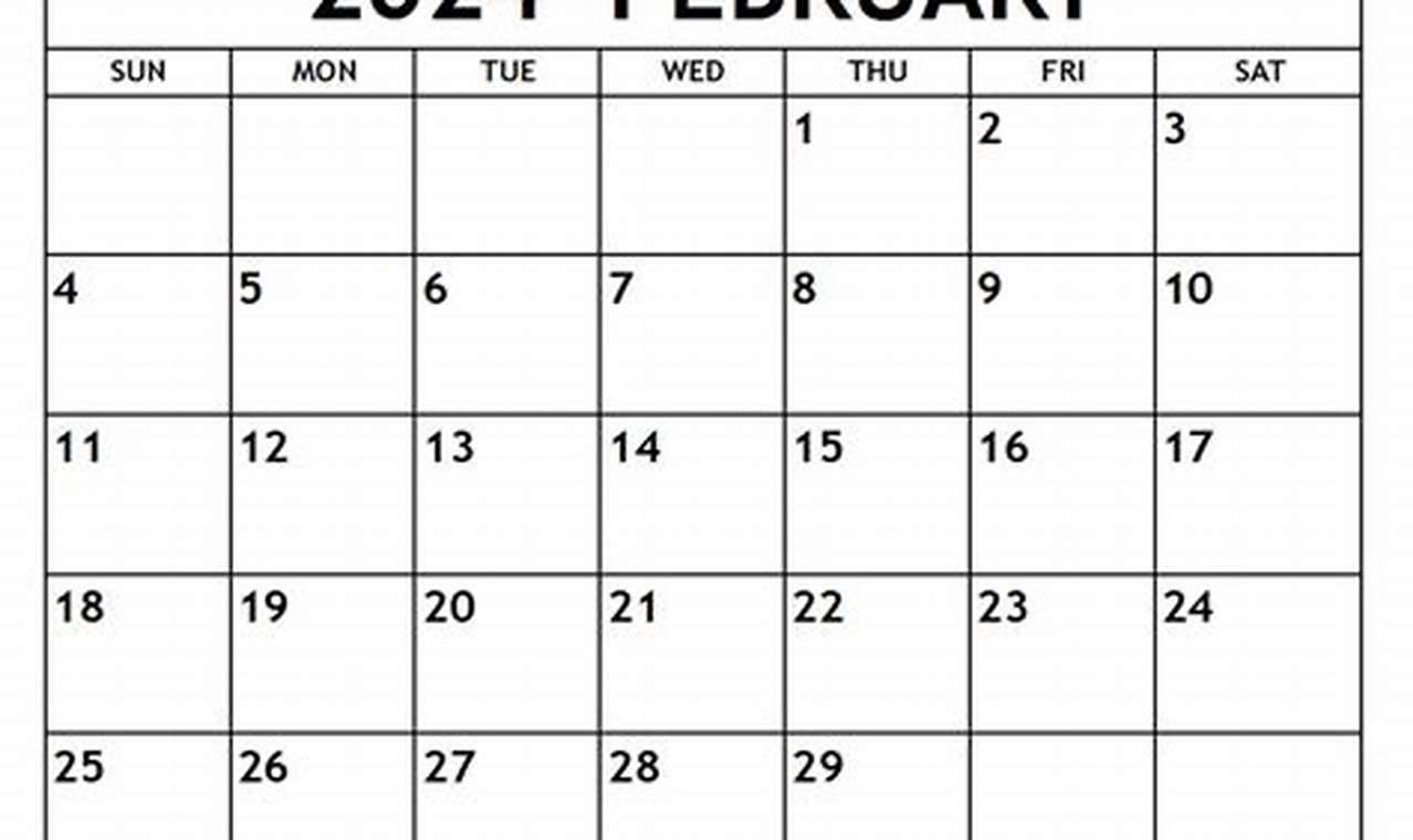 Calendar 2024 Printable February 2024