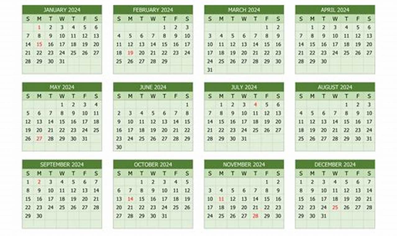 Calendar 2024 Printable Free Yearly