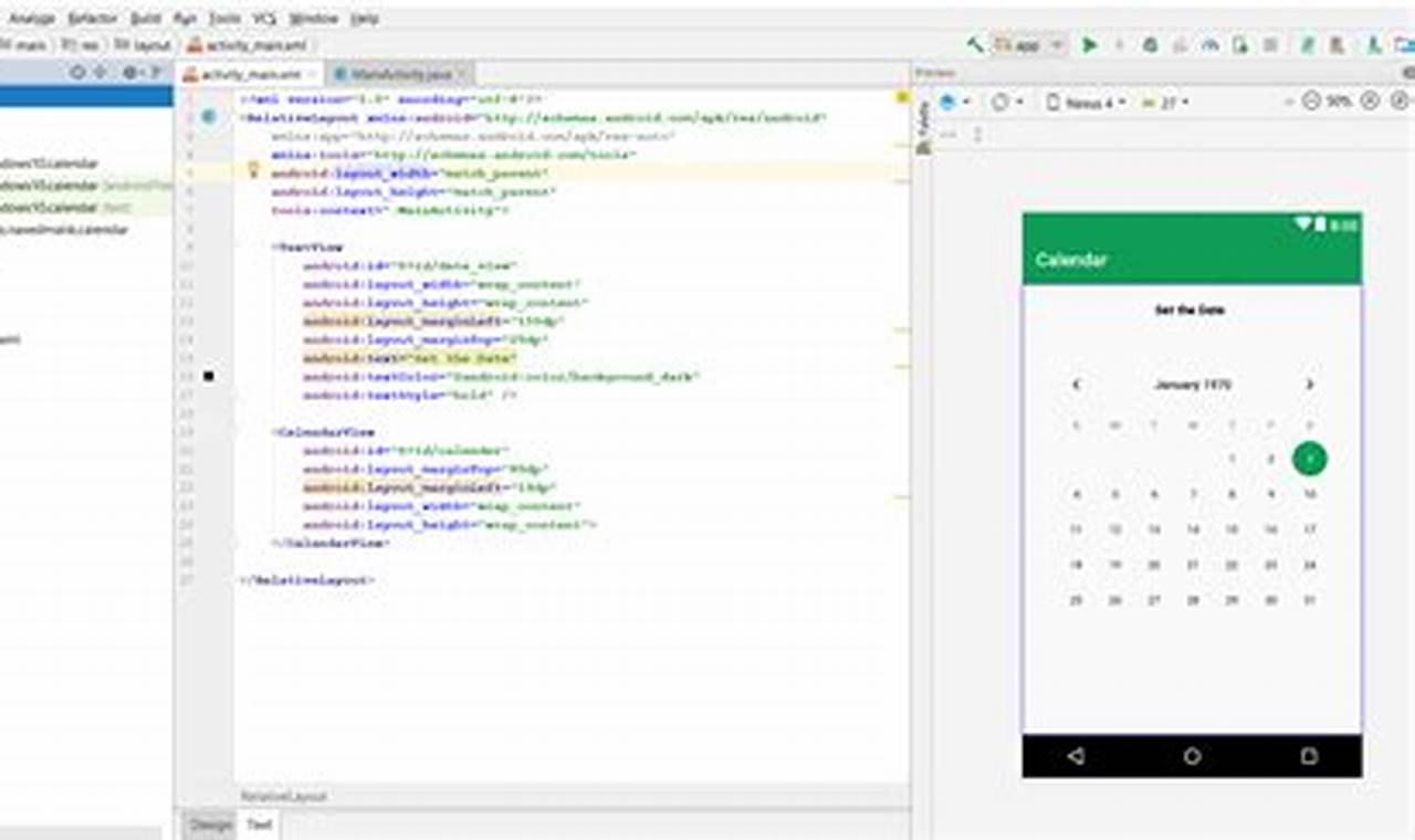 Calendar Android Studio Java