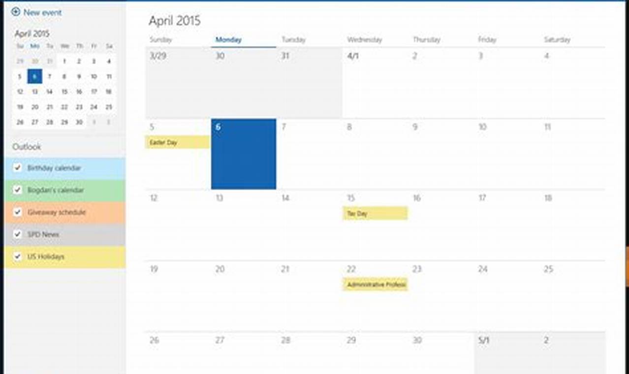Calendar App For Windows
