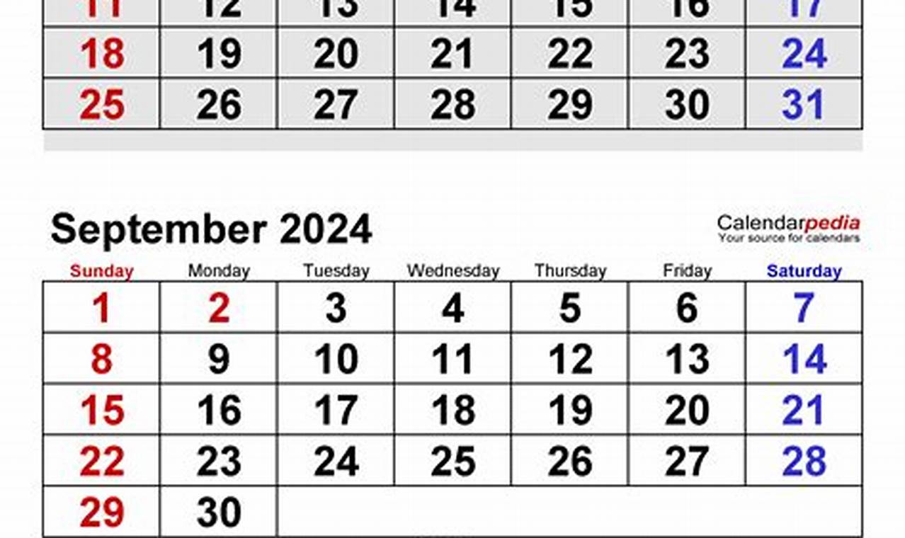 Calendar August September 2024