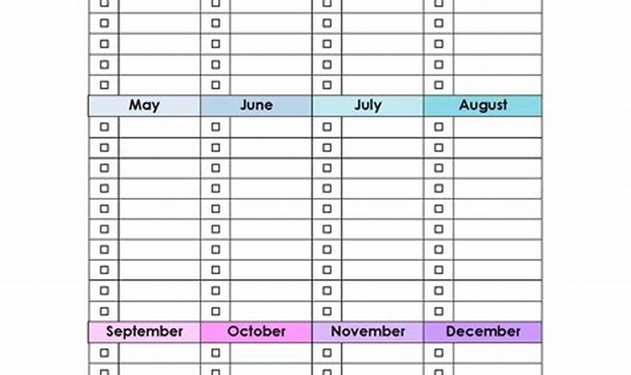 Calendar Checklist Template