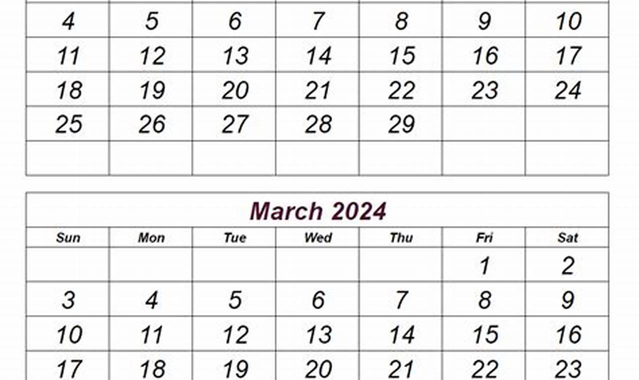 Calendar February And March 2024