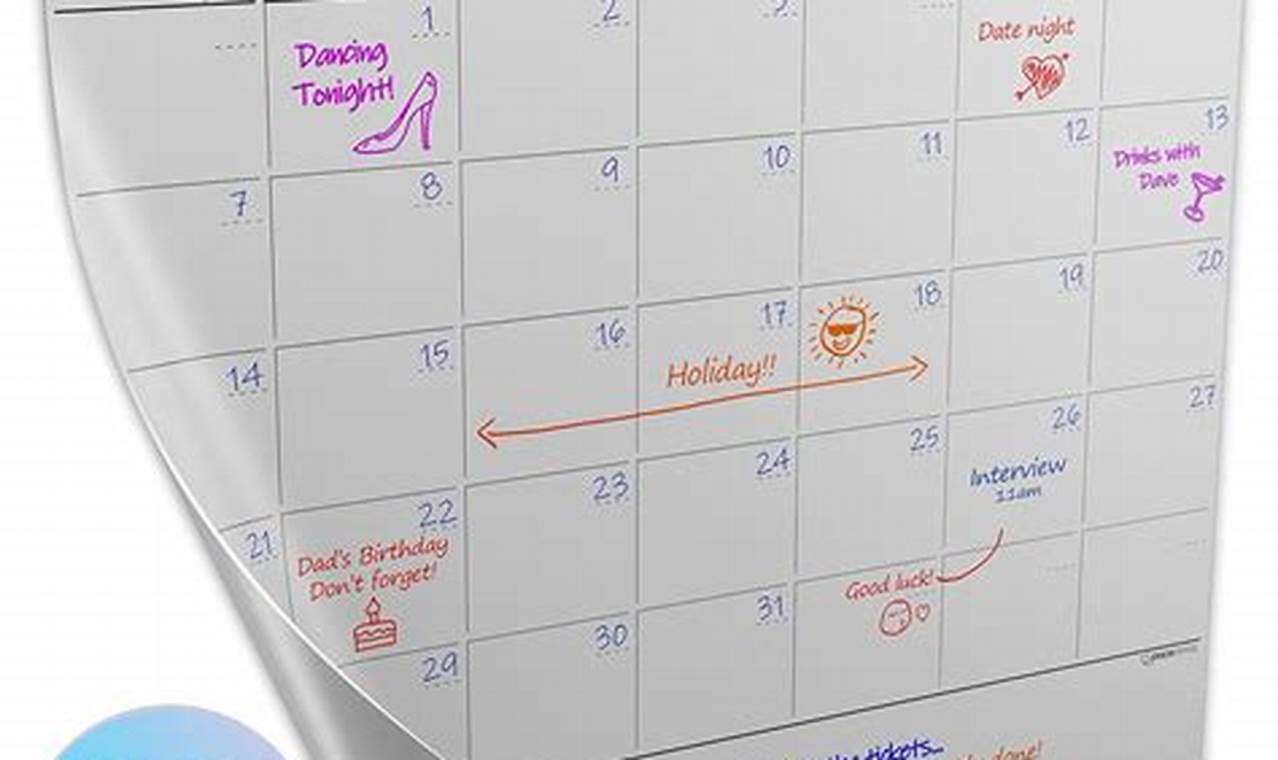 Calendar For Non Magnetic Refrigerator